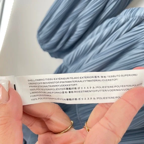 MOON RIVER Women's Light Blue Long Sleeve Pleated Cutout Midi Dress Size Large - Picture 13 of 14